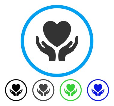 Kalp bakım yuvarlak vektör simgesi