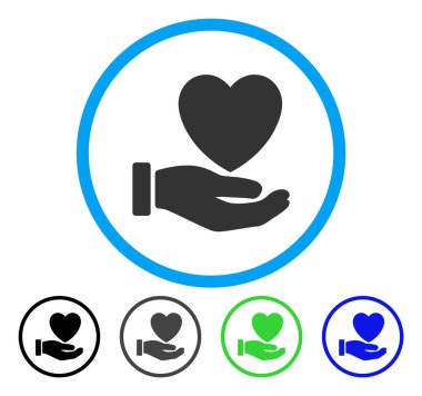 Kalp sadaka yuvarlak vektör simgesi