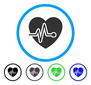 Kalp nabız yuvarlak vektör simgesi