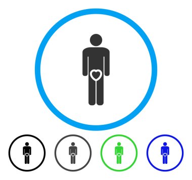 Erkek genital aşk vektör simge yuvarlak