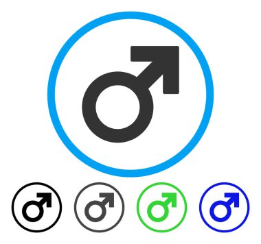 Erkek sembolü yuvarlak vektör simgesi