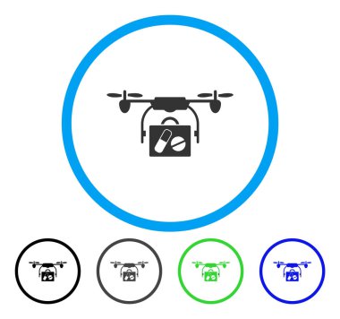 Tıbbi dron sevk irsaliyesi yuvarlak vektör simgesi