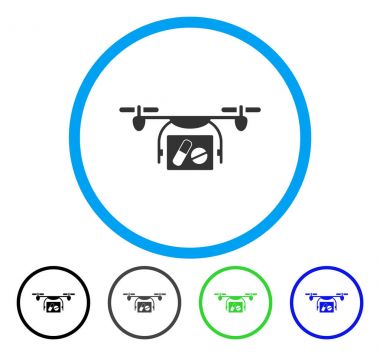Tıbbi Quadcopter yuvarlak vektör simgesi