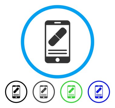 İlaç Online bilgi yuvarlak vektör simgesi