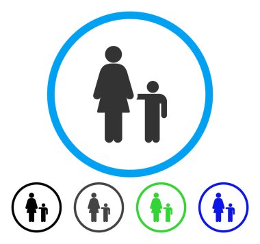 Anne ile oğlu yuvarlak vektör simgesi