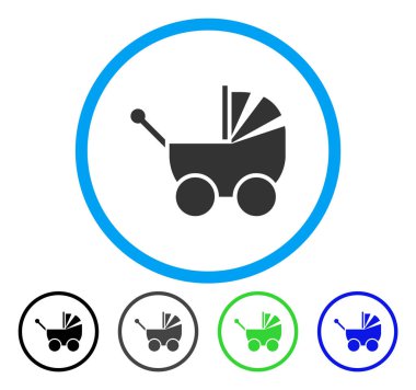 Çocuk arabası yuvarlak vektör simgesi