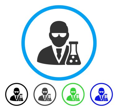 Flask yuvarlak vektör simgesi olan bilim adamı