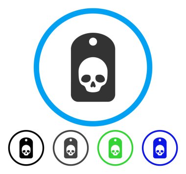 Kafatası etiket yuvarlak vektör simgesi