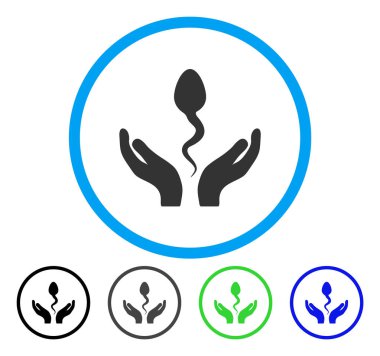 Sperm bakım el yuvarlak vektör simgesi