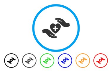 Kardiyoloji bakım el yuvarlak vektör simgesi