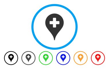 Klinik harita işaretçi yuvarlak vektör simgesi