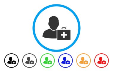 İlk yardım adam yuvarlak vektör simgesi