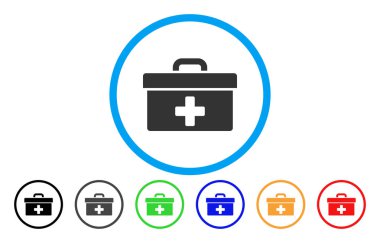 İlkyardım araç kutusu yuvarlak vektör simgesi