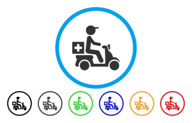 Uyuşturucu motosiklet teslim yuvarlak vektör simgesi