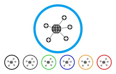 Küresel sağlık Linkler yuvarlak vektör simgesi