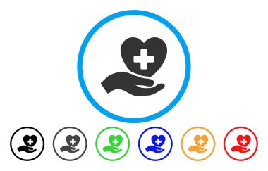 El teklif Kardiyoloji yuvarlak vektör simgesi