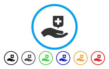 El teklif tıbbi kalkan yuvarlak vektör simgesi