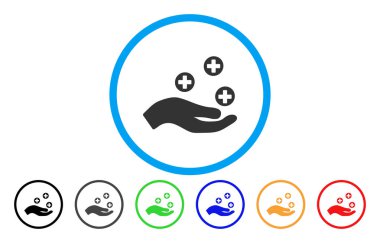 El teklif tıp yuvarlak vektör simgesi