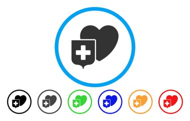 Kalp kalkan yuvarlak vektör simgesi