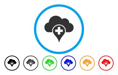 Tıp bulut yuvarlak vektör simgesi