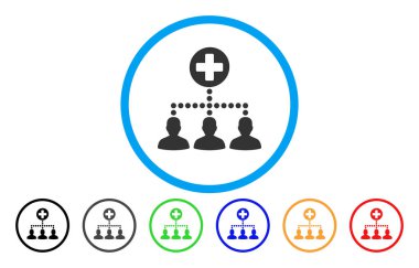 Tıbbi istemci bağlantıları yuvarlak vektör simgesi