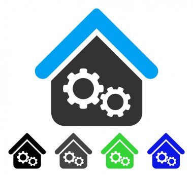 Fabrika evi düz simgesi