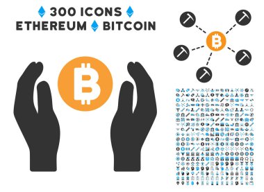 Bitcoin eller küçük resim simgesiyle düz