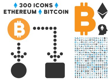 Bitcoin nakit akışı düz simgesi koleksiyonu ile