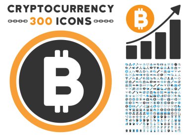 Bitcoin para düz simge seti ile