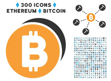 Bitcoin paralar düz simge seti ile