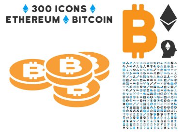 Bitcoin paralar düz simgesiyle