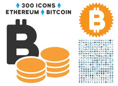 Küçük resim ile Bitcoin paralar düz simgesi