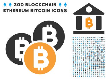 Bitcoin paralar düz simge seti ile