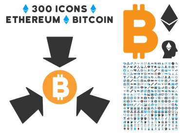 Küçük resim simgesiyle Bitcoin toplamak oklar düz