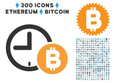 Bitcoin kredi saat düz simgesi koleksiyonu ile