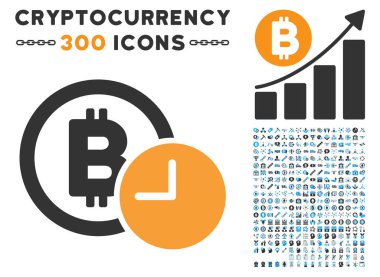 Bitcoin kredi saat düz simgesi seti ile
