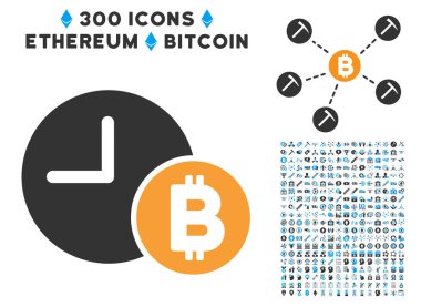 Bitcoin kredi saat düz simgesi koleksiyonu ile