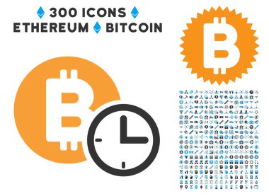 Bitcoin kredi saat düz simgesi koleksiyonu ile