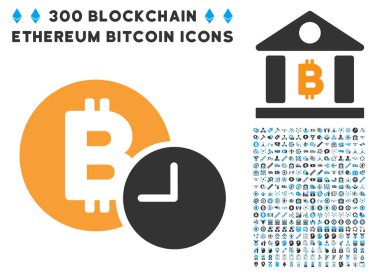 Bitcoin kredi saat düz simgesini koleksiyonu ile