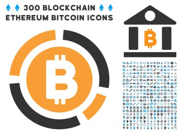 Bitcoin diyagramı düz simgesi koleksiyonu ile