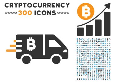 Küçük resim ile Bitcoin Express araba düz simgesi