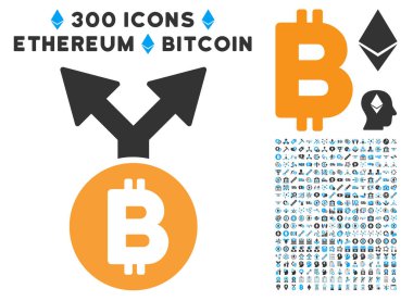 Küçük resim ile Bitcoin çatal düz simgesi