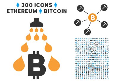 Küçük resim ile duş düz simgesi aklama Bitcoin