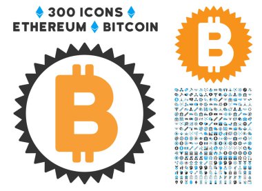 Bitcoin madalya sikke koleksiyonu düz simgesiyle