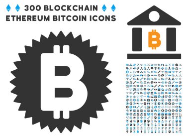 Bitcoin madalya para düz simge seti ile