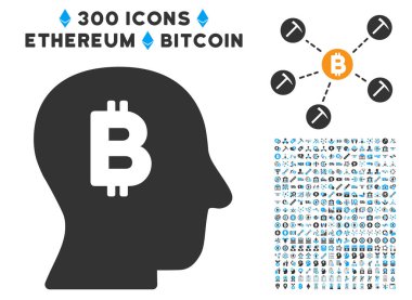 Küçük resim ile Bitcoin zihin düz simgesi