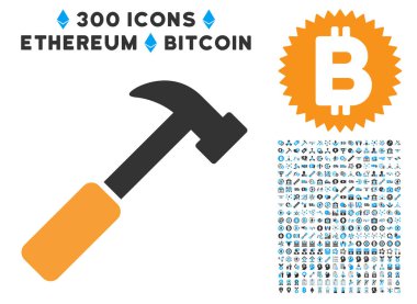 Çekiç düz simge seti ile