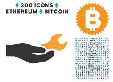 Onarım hizmeti düz simge seti ile