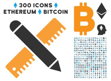 Cetvel ve kalem tasarım araçları düz simgesi ile küçük resim