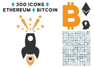 Uzay roketi Boom düz simgesi koleksiyonu ile